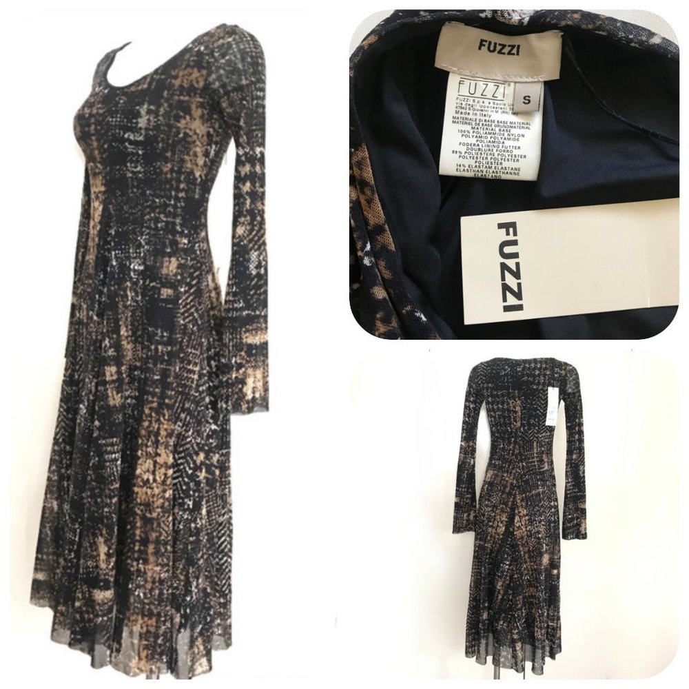 Auc FUZZI Jean Paul Gaultier STRETCHY MESH KNIT MIDI DRESS